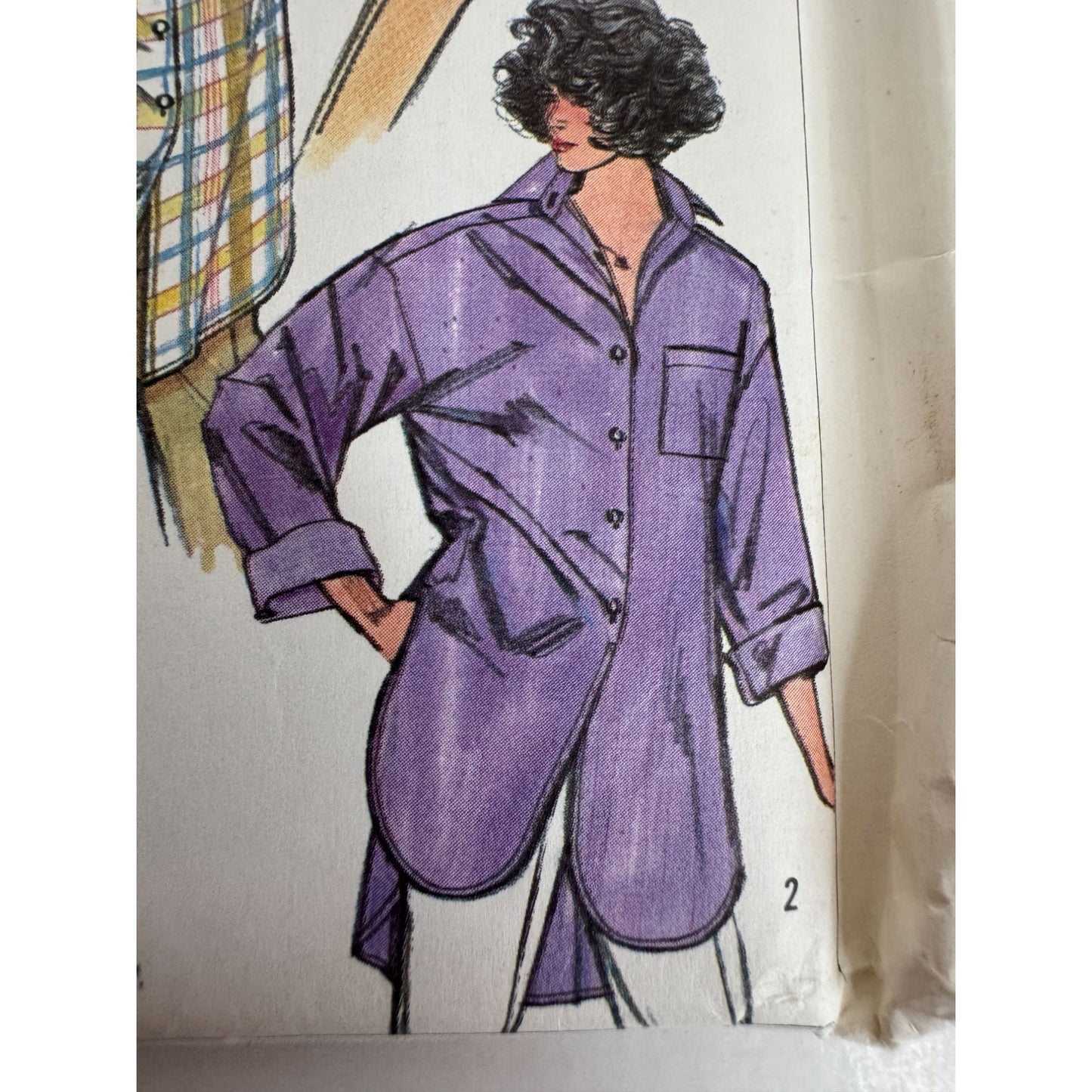 Simplicity Sewing Pattern 7303 Oversized Front Button Shirt Easy to Sew UC 1980s