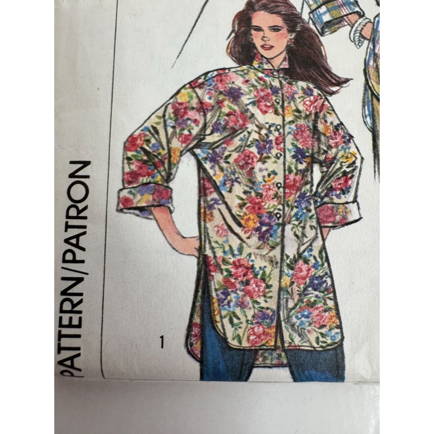 Simplicity Sewing Pattern 7303 Oversized Front Button Shirt Easy to Sew UC 1980s