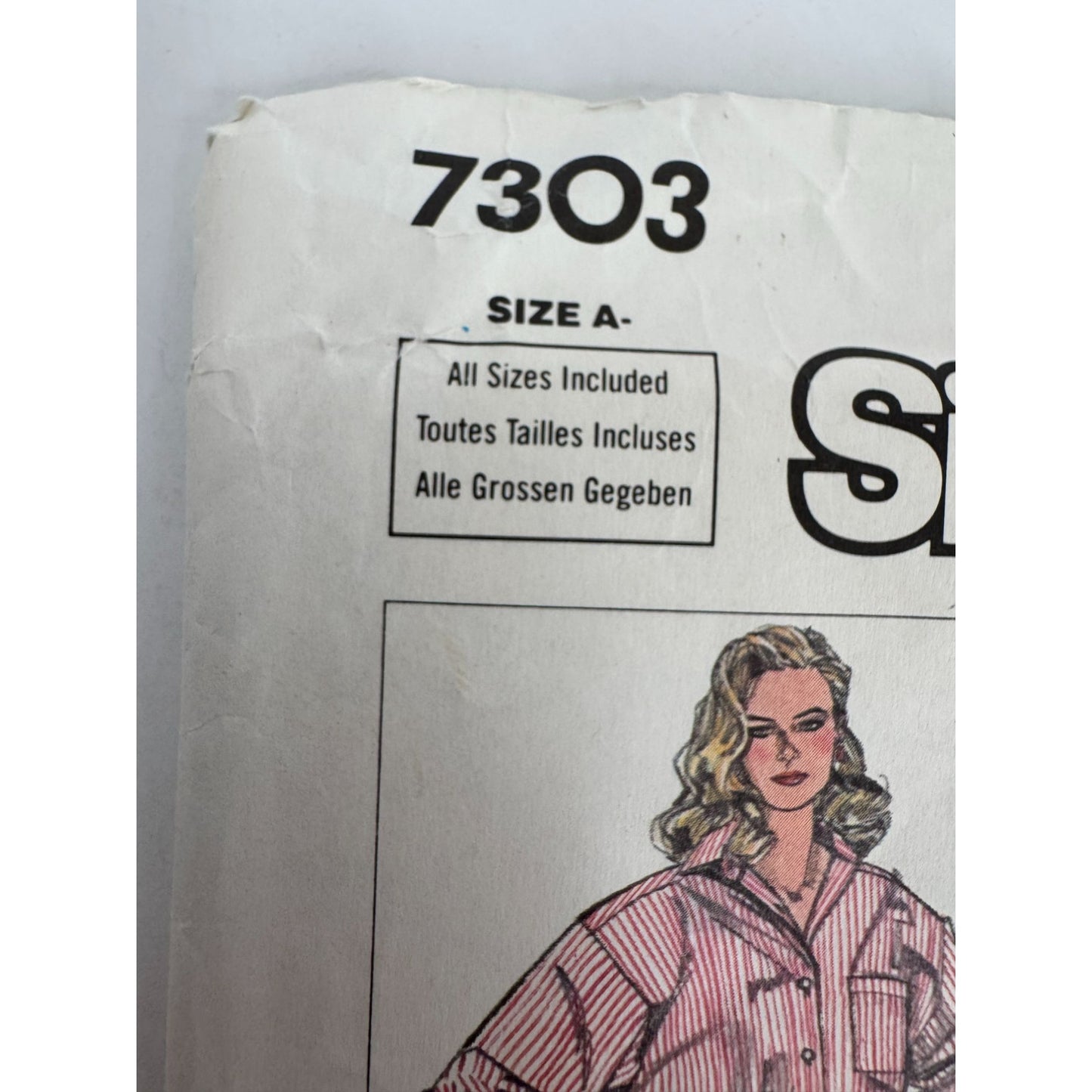 Simplicity Sewing Pattern 7303 Oversized Front Button Shirt Easy to Sew UC 1980s