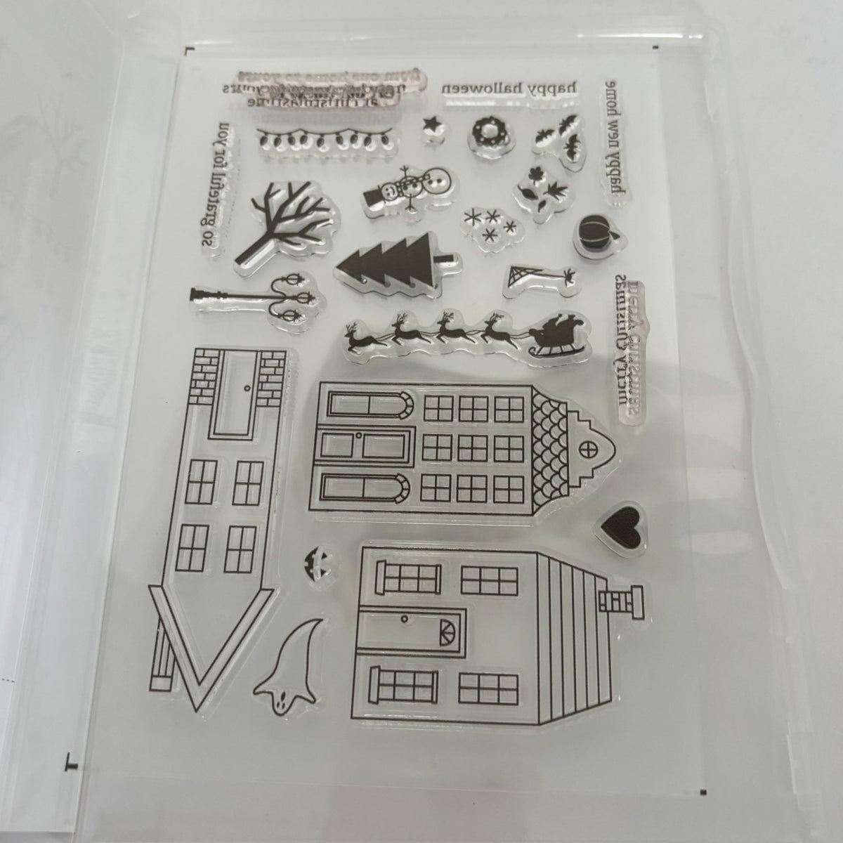 Stampin Up Stamp Set Holiday Home Halloween Christmas House Cardmaking Gift Tags