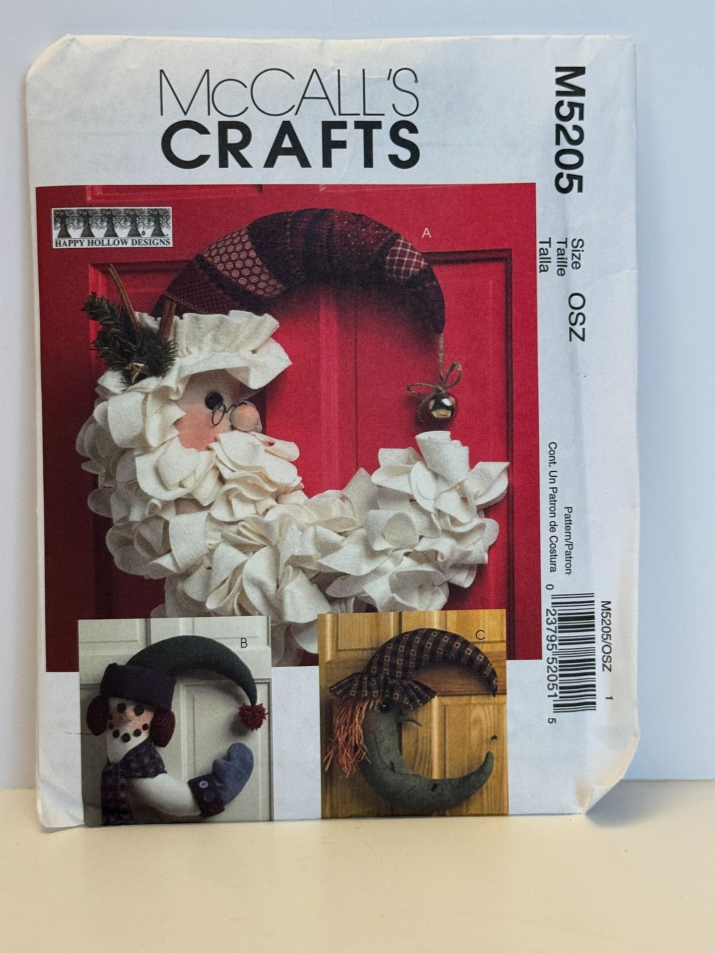 McCalls Sewing Pattern M5205 Christmas Santa Door Wreath Halloween Witch Moon UC