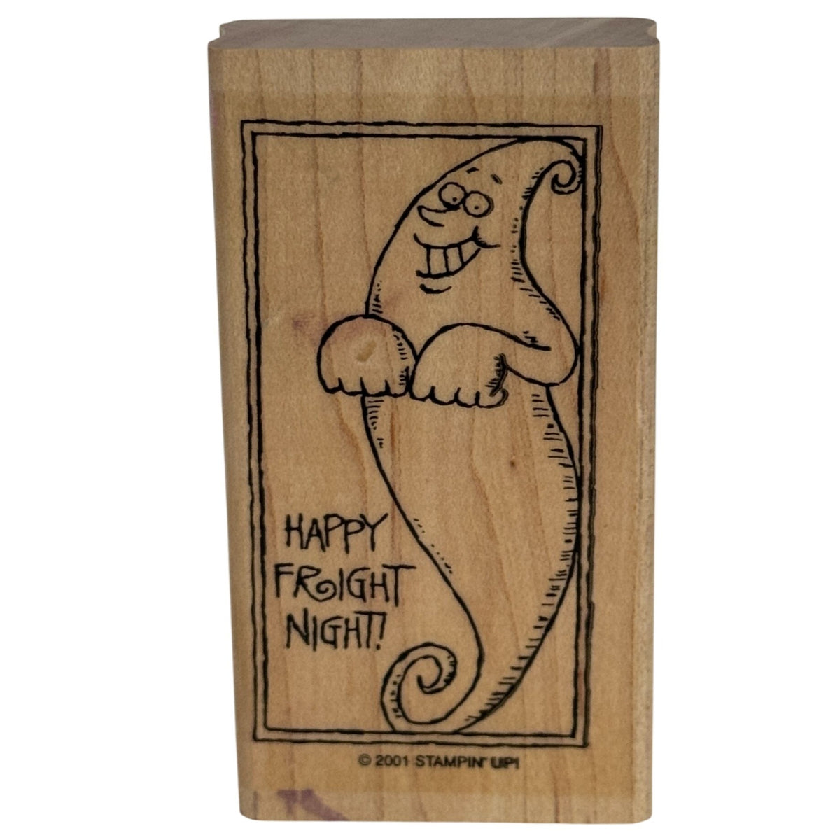 Stampin Up Rubber Stamp Happy Fright Night Ghost Halloween Card Making Words Sentiment Friendly