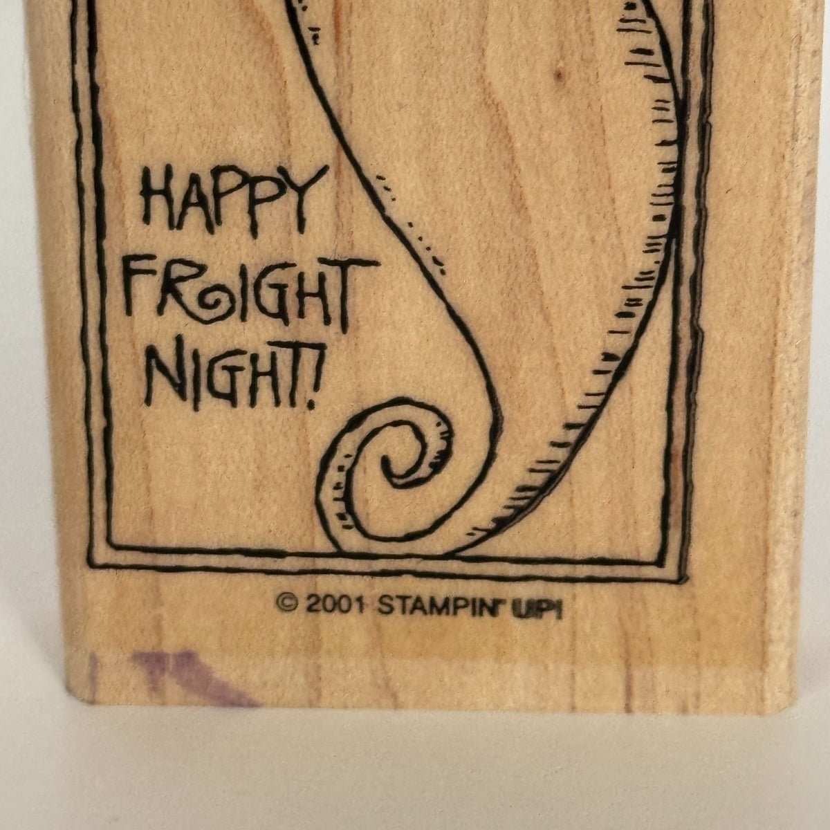 Stampin Up Rubber Stamp Happy Fright Night Ghost Halloween Card Making Words Sentiment Friendly