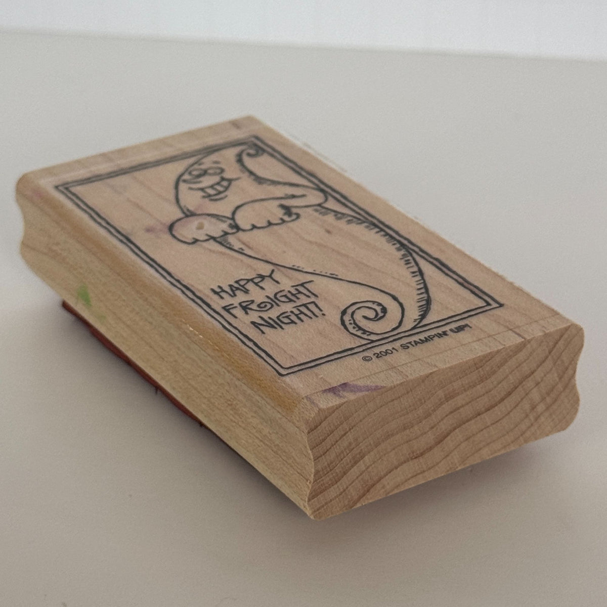 Stampin Up Rubber Stamp Happy Fright Night Ghost Halloween Card Making Words Sentiment Friendly