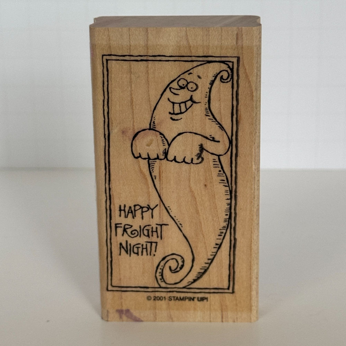 Stampin Up Rubber Stamp Happy Fright Night Ghost Halloween Card Making Words Sentiment Friendly
