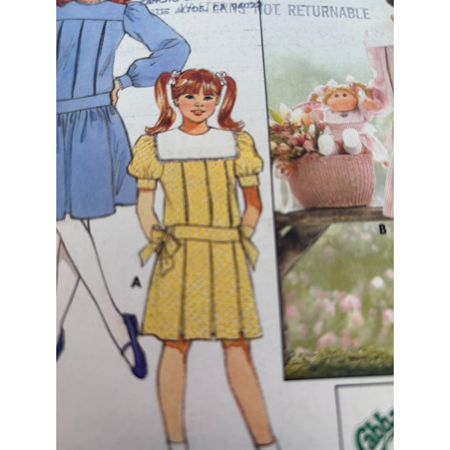 Butterick Sewing Pattern 3140 Cabbage Patch Kids Doll Girls Dress Vintage 1980s