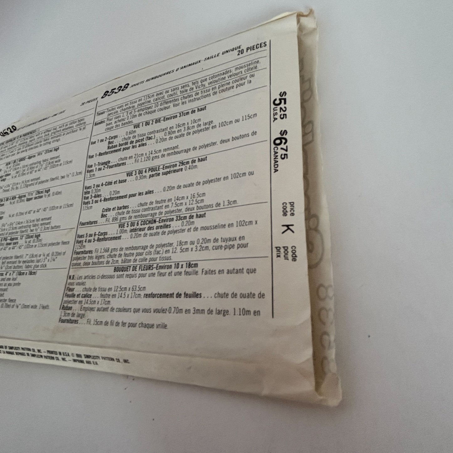 Simplicity Crafts Sewing Pattern 8538: Stuffed Animals