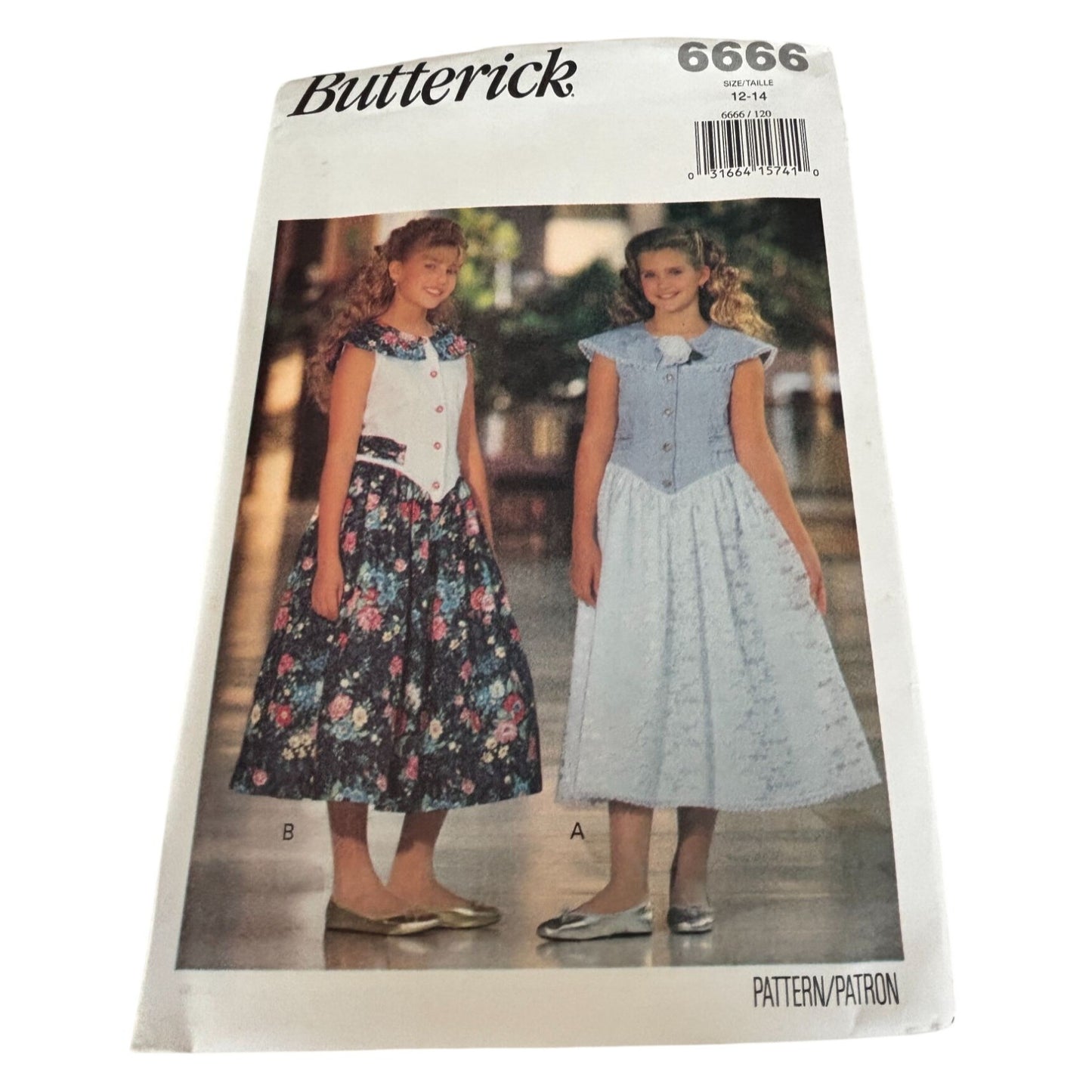 Butterick Sewing Pattern 6666 Girls Dress 90s Spring Summer Party Easy 12 14 Uncut