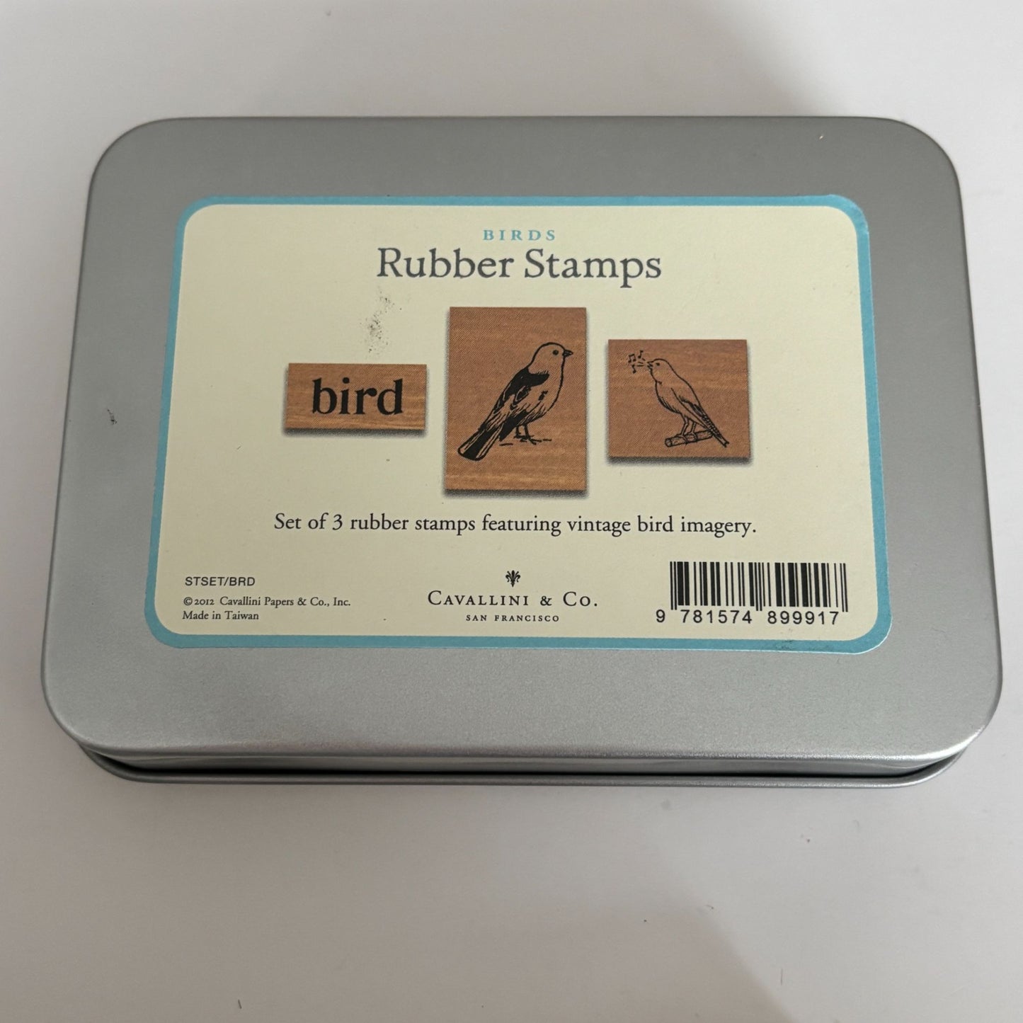 Cavallini Rubber Stamp Set Bird Illustrations Vintage Style Nature Cardmaking Scrapbooking Journaling Wood Mounted