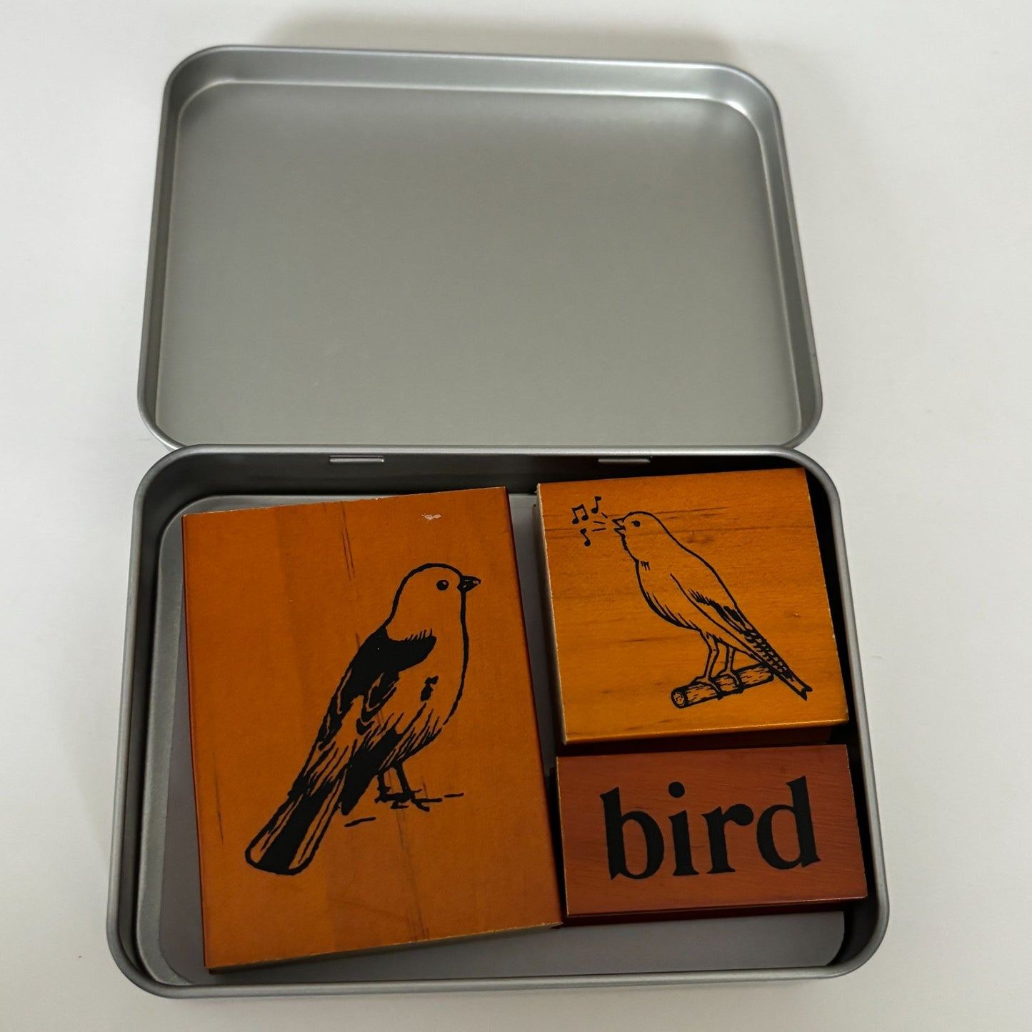 Cavallini Rubber Stamp Set Bird Illustrations Vintage Style Nature Cardmaking Scrapbooking Journaling Wood Mounted
