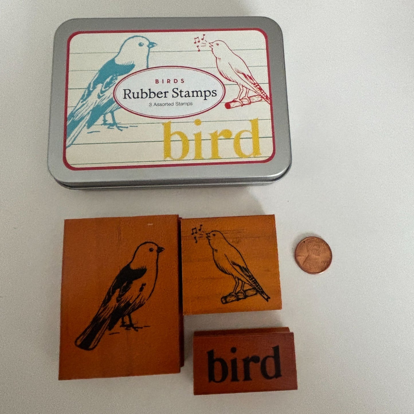 Cavallini Rubber Stamp Set Bird Illustrations Vintage Style Nature Cardmaking Scrapbooking Journaling Wood Mounted