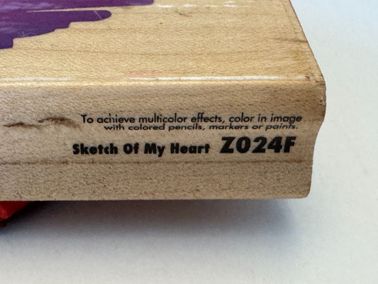 Rubber Stampede Rubber Stamp Sketch of my Heart Scribble Posh Impressions Craft