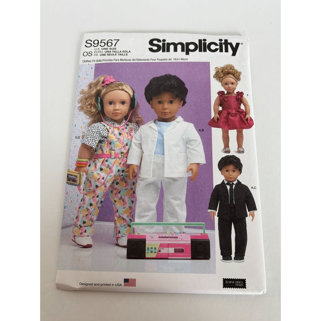 Simplicity Sewing Pattern S9567 18" Doll Clothes Doctor Nurse Scrubs Suit Dress