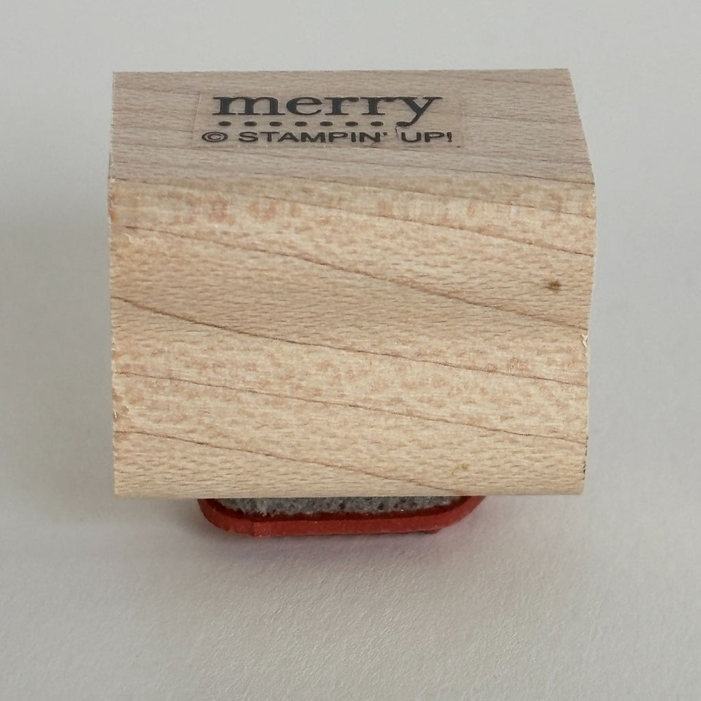 Stampin Up Rubber Stamp Merry Cardmaking Word Sentiment Small Holidays Christmas Tiny