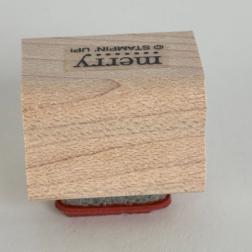 Stampin Up Rubber Stamp Merry Cardmaking Word Sentiment Small Holidays Christmas Tiny
