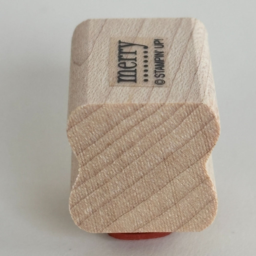 Stampin Up Rubber Stamp Merry Cardmaking Word Sentiment Small Holidays Christmas Tiny