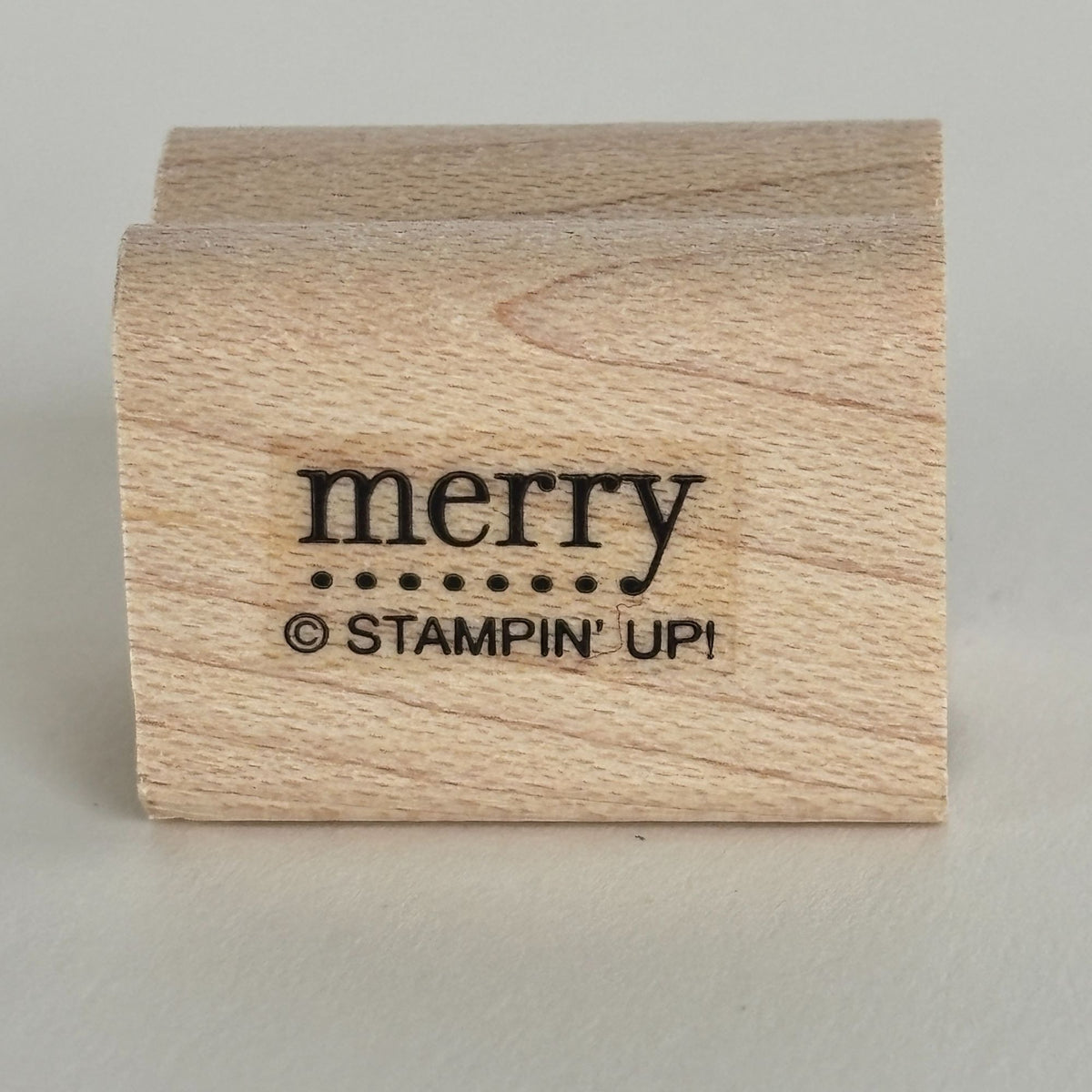Stampin Up Rubber Stamp Merry Cardmaking Word Sentiment Small Holidays Christmas Tiny