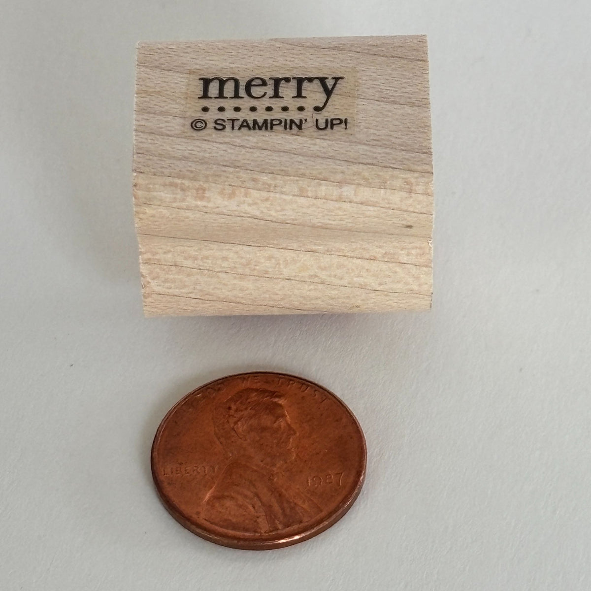 Stampin Up Rubber Stamp Merry Cardmaking Word Sentiment Small Holidays Christmas Tiny