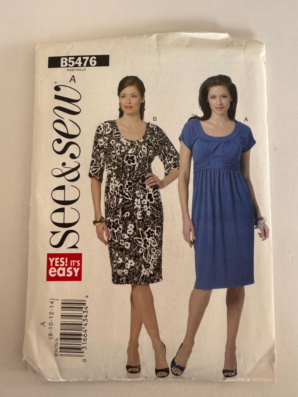 Butterick Sewing Pattern B5476 Knit Dress Empire Waist Modern Classic Easy 8-14