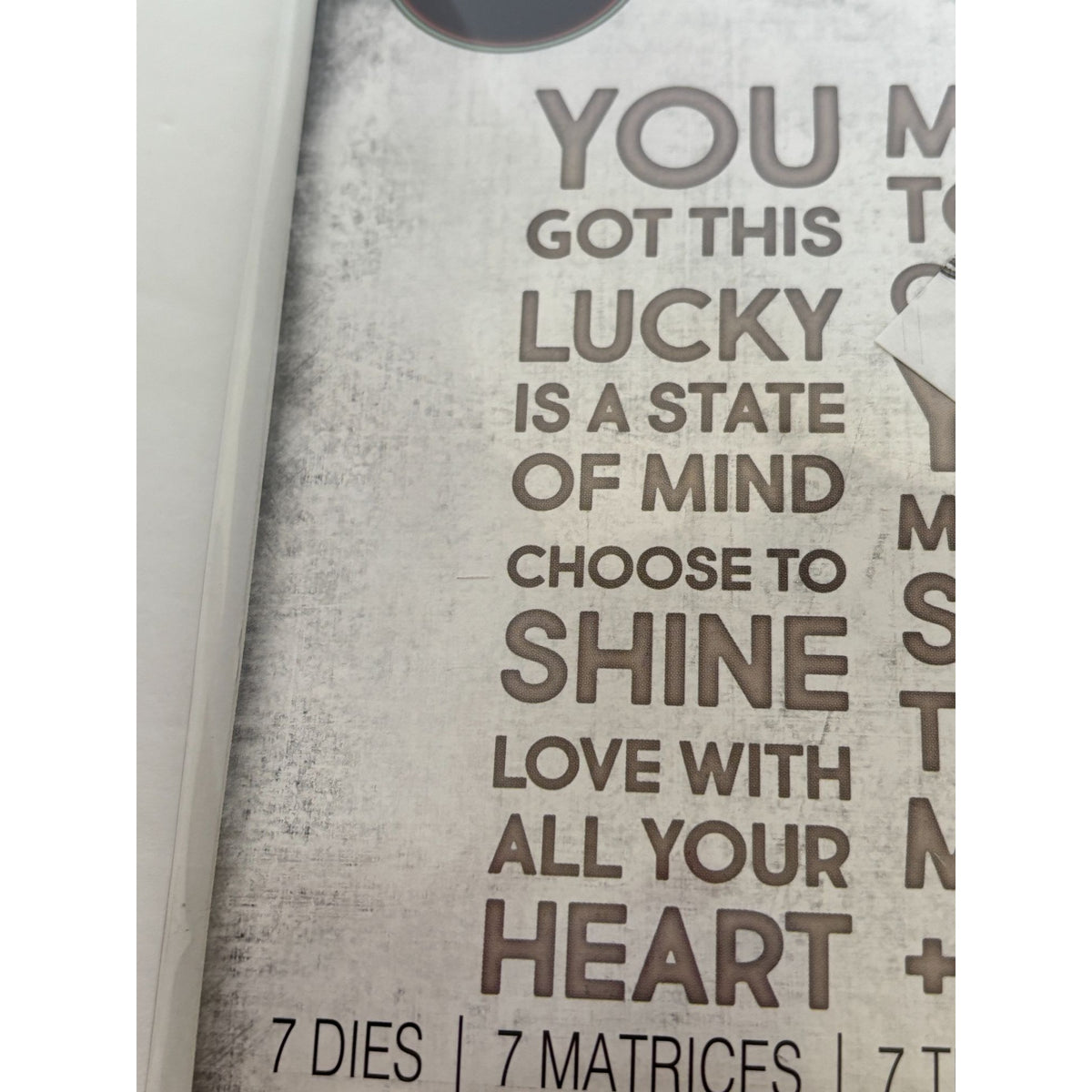 Tim Holtz Sizzix Thinlits Bold Text Lucky 7 Dies Sentiments Inspirational Words