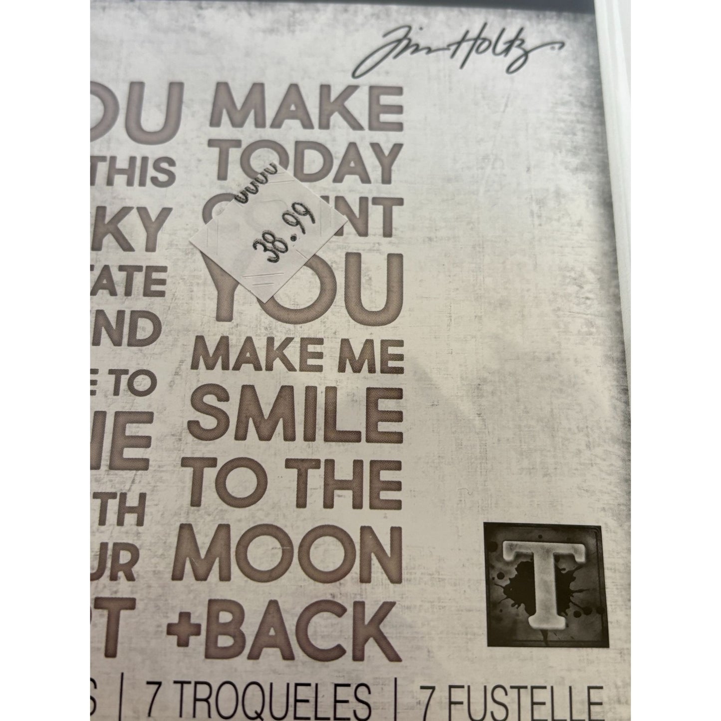 Tim Holtz Sizzix Thinlits Bold Text Lucky 7 Dies Sentiments Inspirational Words