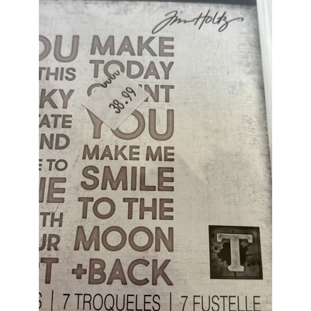 Tim Holtz Sizzix Thinlits Bold Text Lucky 7 Dies Sentiments Inspirational Words