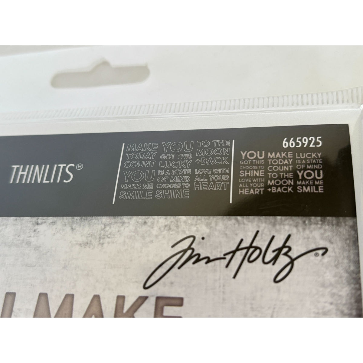 Tim Holtz Sizzix Thinlits Bold Text Lucky 7 Dies Sentiments Inspirational Words