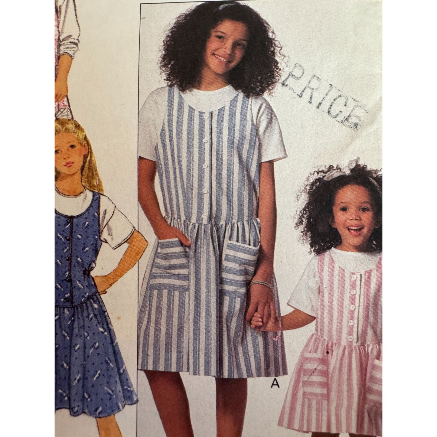Vintage 80s Girls Jumper Dress Sewing Pattern Butterick 6480 Summer Casual 4-6 Uncut