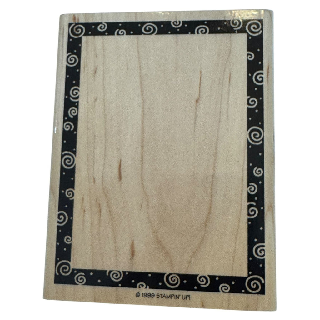 Stampin Up Wooden Rubber Stamp Swirl Frame Design Rectangle Card Making Crafting