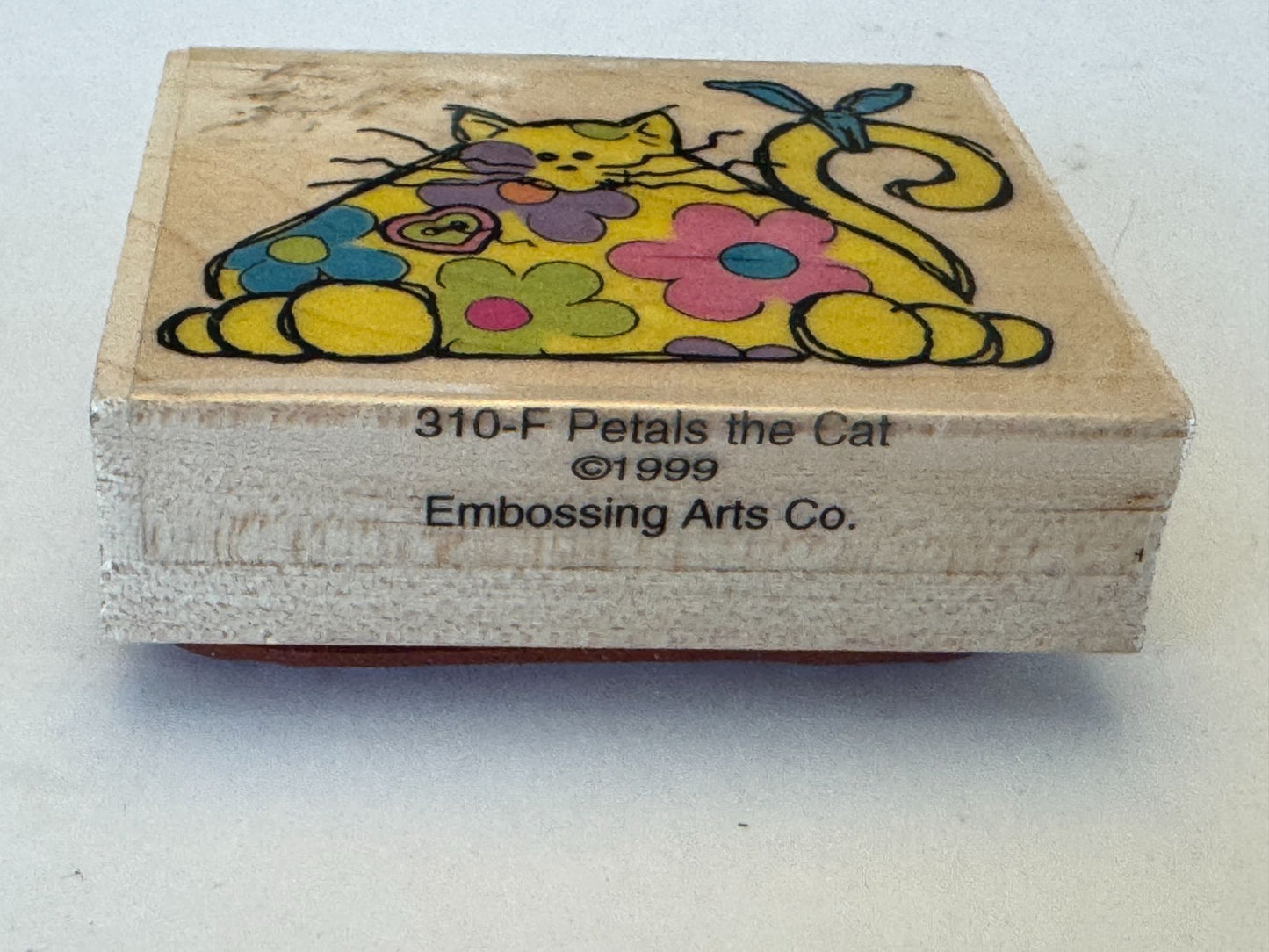 Embossing Arts Rubber Stamp Petals the Cat Hippie Flower Power Whimsical Animal