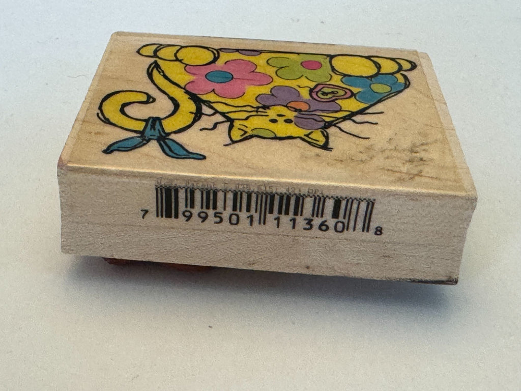 Embossing Arts Rubber Stamp Petals the Cat Hippie Flower Power Whimsical Animal