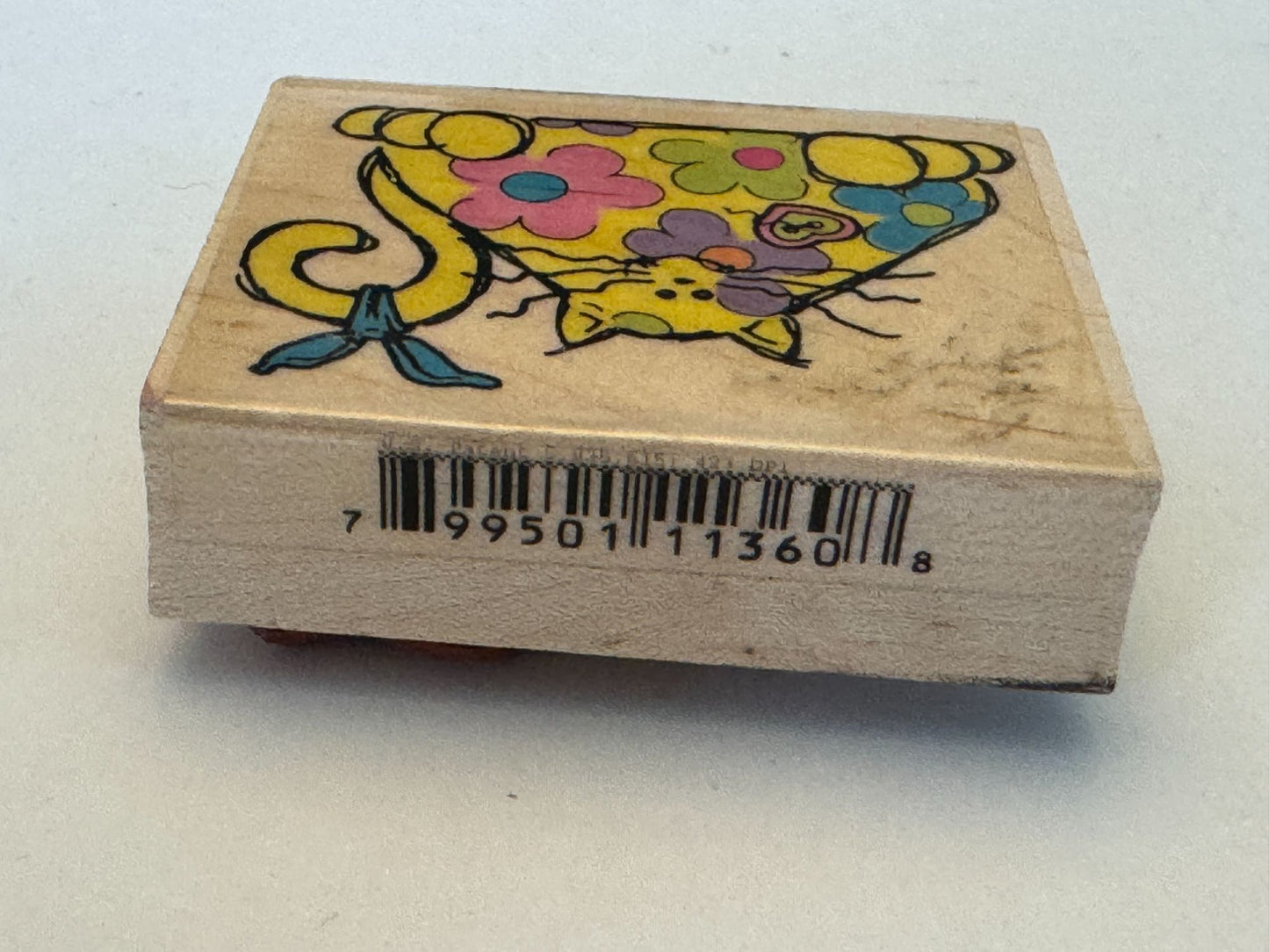 Embossing Arts Rubber Stamp Petals the Cat Hippie Flower Power Whimsical Animal