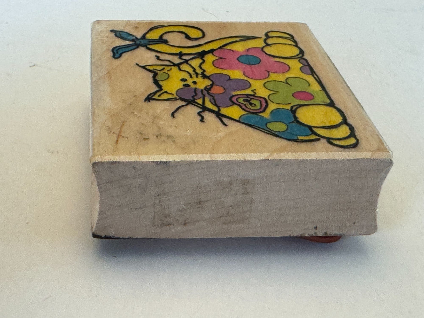 Embossing Arts Rubber Stamp Petals the Cat Hippie Flower Power Whimsical Animal