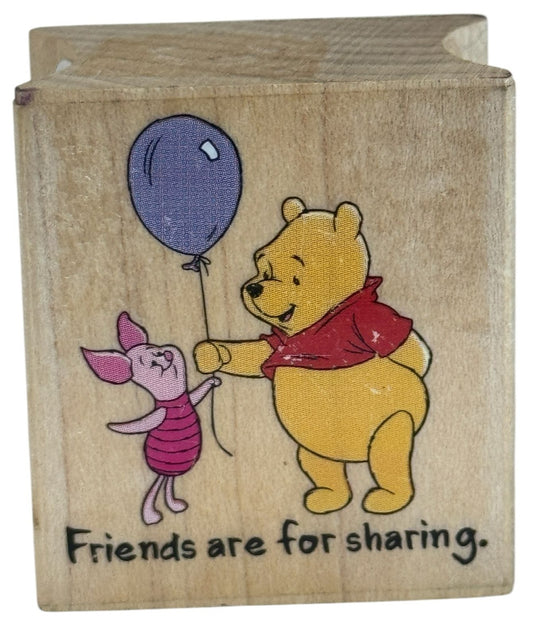 Disney Rubber Stamp Winnie The Pooh Piglet Friends are for Sharing Card Making