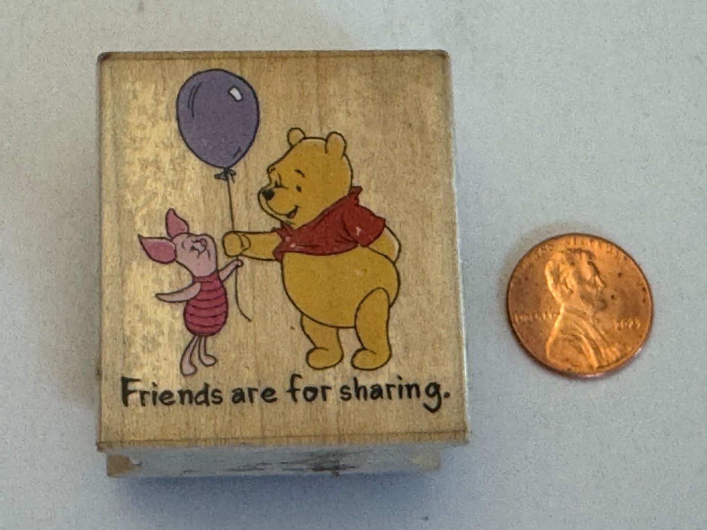 Disney Rubber Stamp Winnie The Pooh Piglet Friends are for Sharing Card Making
