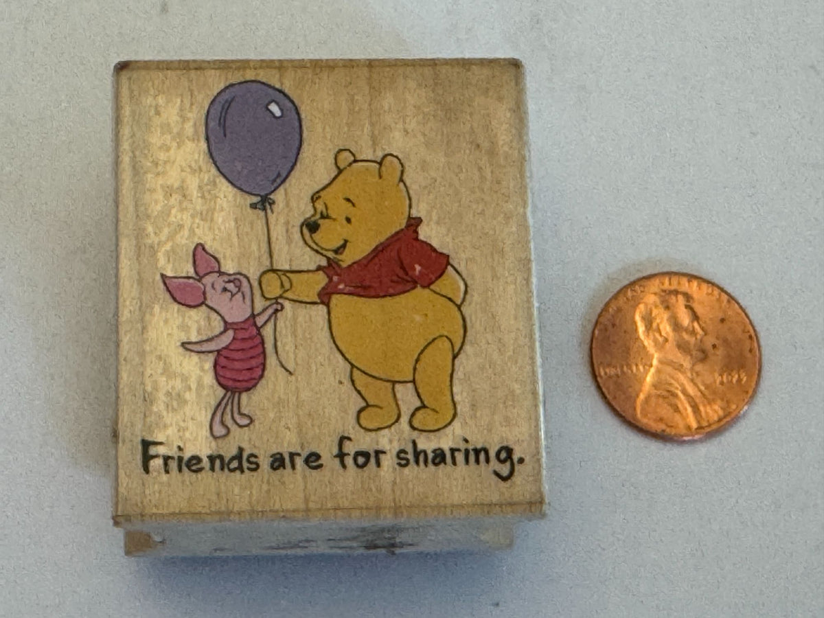 Disney Rubber Stamp Winnie The Pooh Piglet Friends are for Sharing Card Making