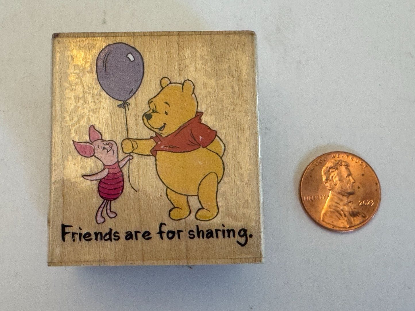 Disney Rubber Stamp Winnie The Pooh Piglet Friends are for Sharing Card Making