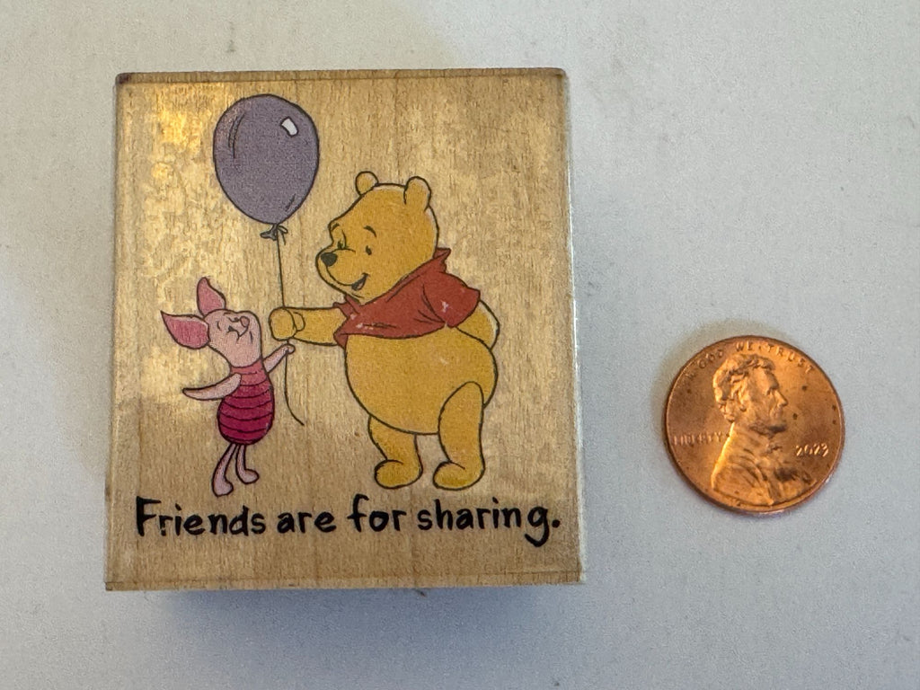 Disney Rubber Stamp Winnie The Pooh Piglet Friends are for Sharing Card Making