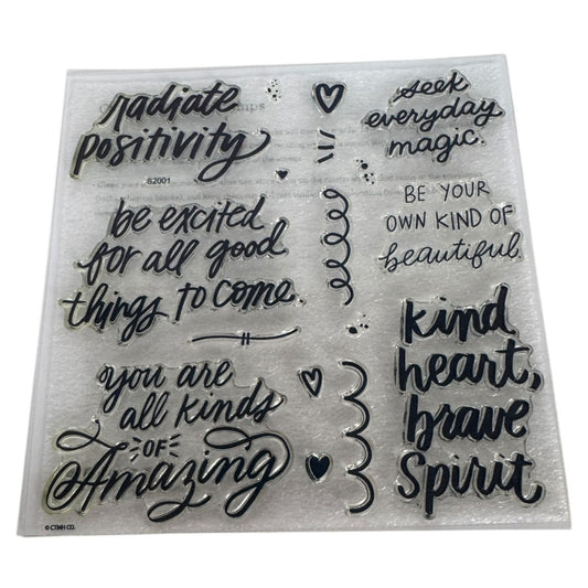 CTMH Acrylic Stamp Set Everyday Magic Radiate Positivity Inspirational Kind Word