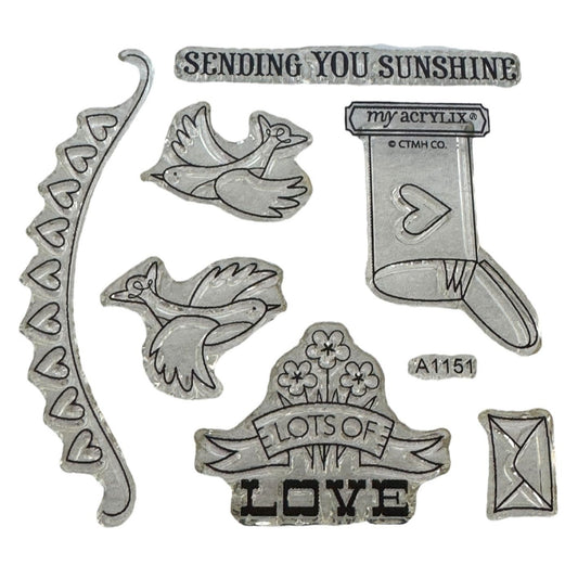 CTMH My Acrylix Acrylic Stamp Set Lots of Love Occasions Letter Writing Mailbox