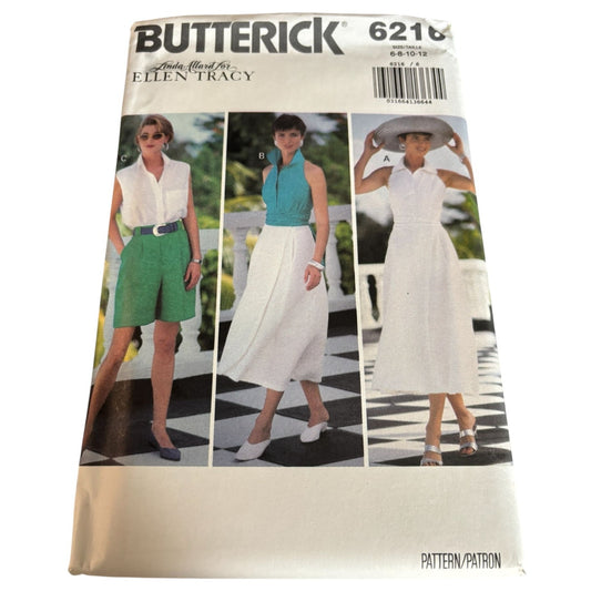 Butterick Sewing Pattern 6216 Halter Top Wrap Skirt Shorts Summer 6 8 10 12 UC