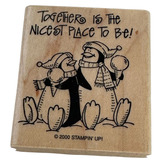 Stampin Up Rubber Stamp Together Is The Nicest Place To Be Penguins Ice Cream