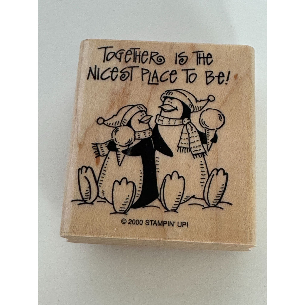 Stampin Up Rubber Stamp Together Is The Nicest Place To Be Penguins Ice Cream
