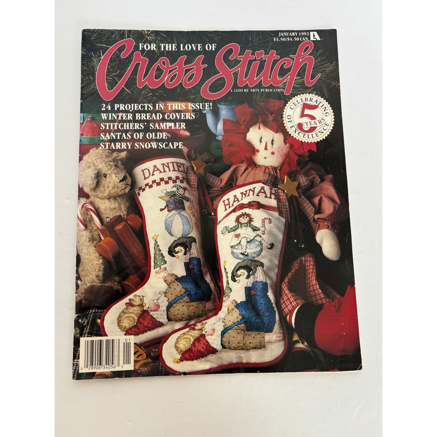For The Love Of Cross Stitch Magazine January 1993 Christmas Stocking Olde Santa