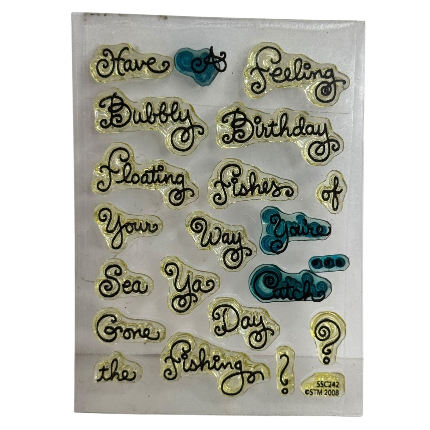 Stampendous Tiny Clear Acrylic Stamps Gone Fishing Words Fun Phrases Puns Sea Ya
