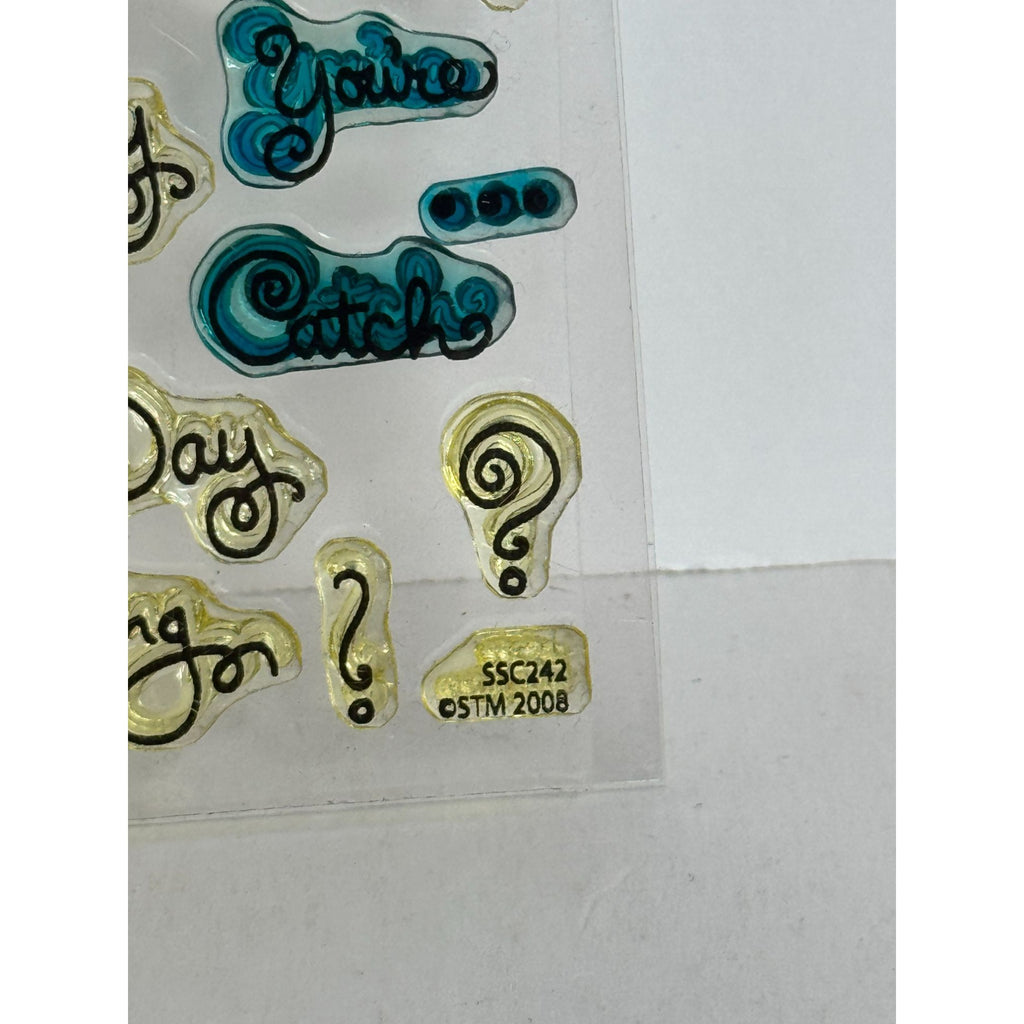 Stampendous Tiny Clear Acrylic Stamps Gone Fishing Words Fun Phrases Puns Sea Ya