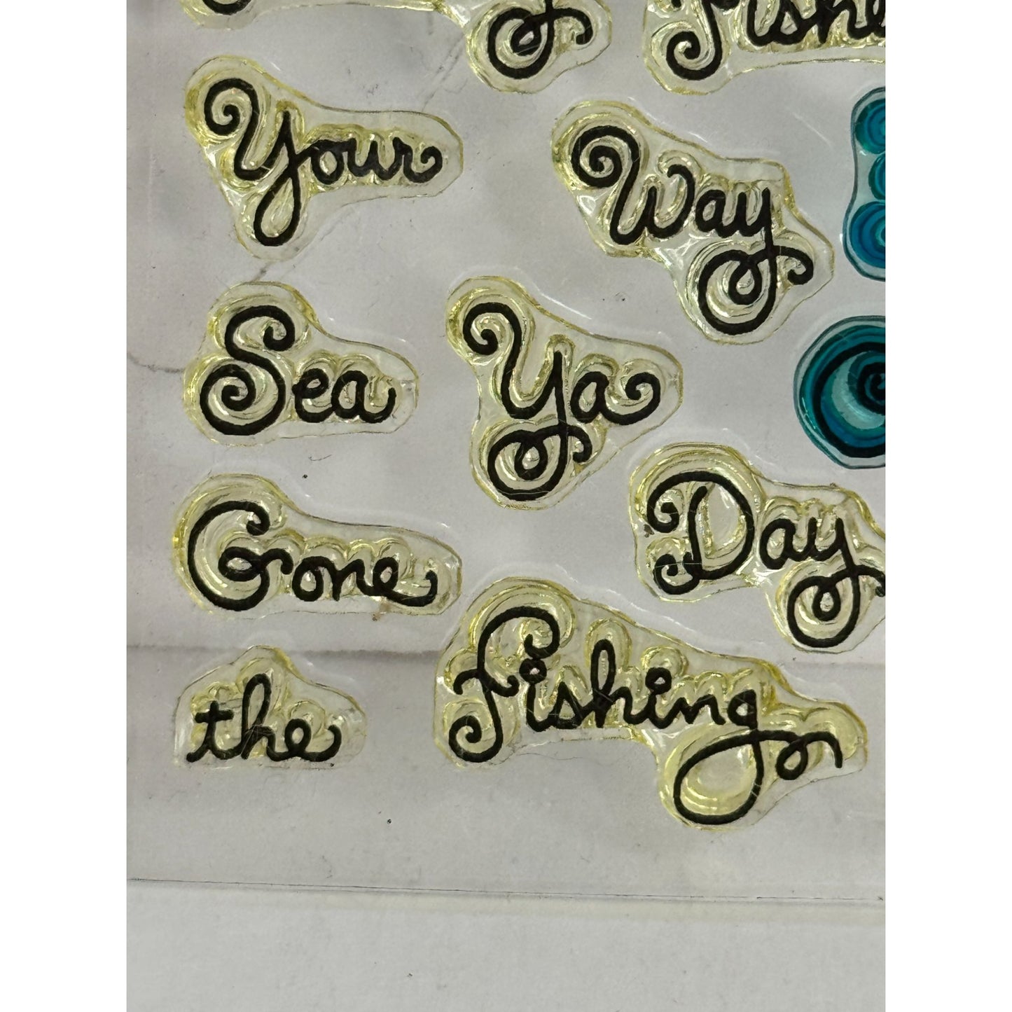 Stampendous Tiny Clear Acrylic Stamps Gone Fishing Words Fun Phrases Puns Sea Ya