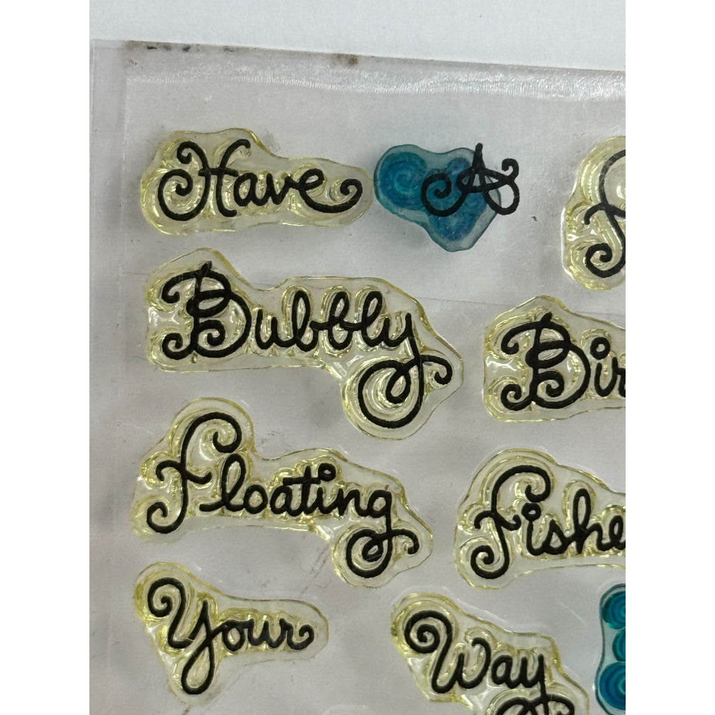 Stampendous Tiny Clear Acrylic Stamps Gone Fishing Words Fun Phrases Puns Sea Ya