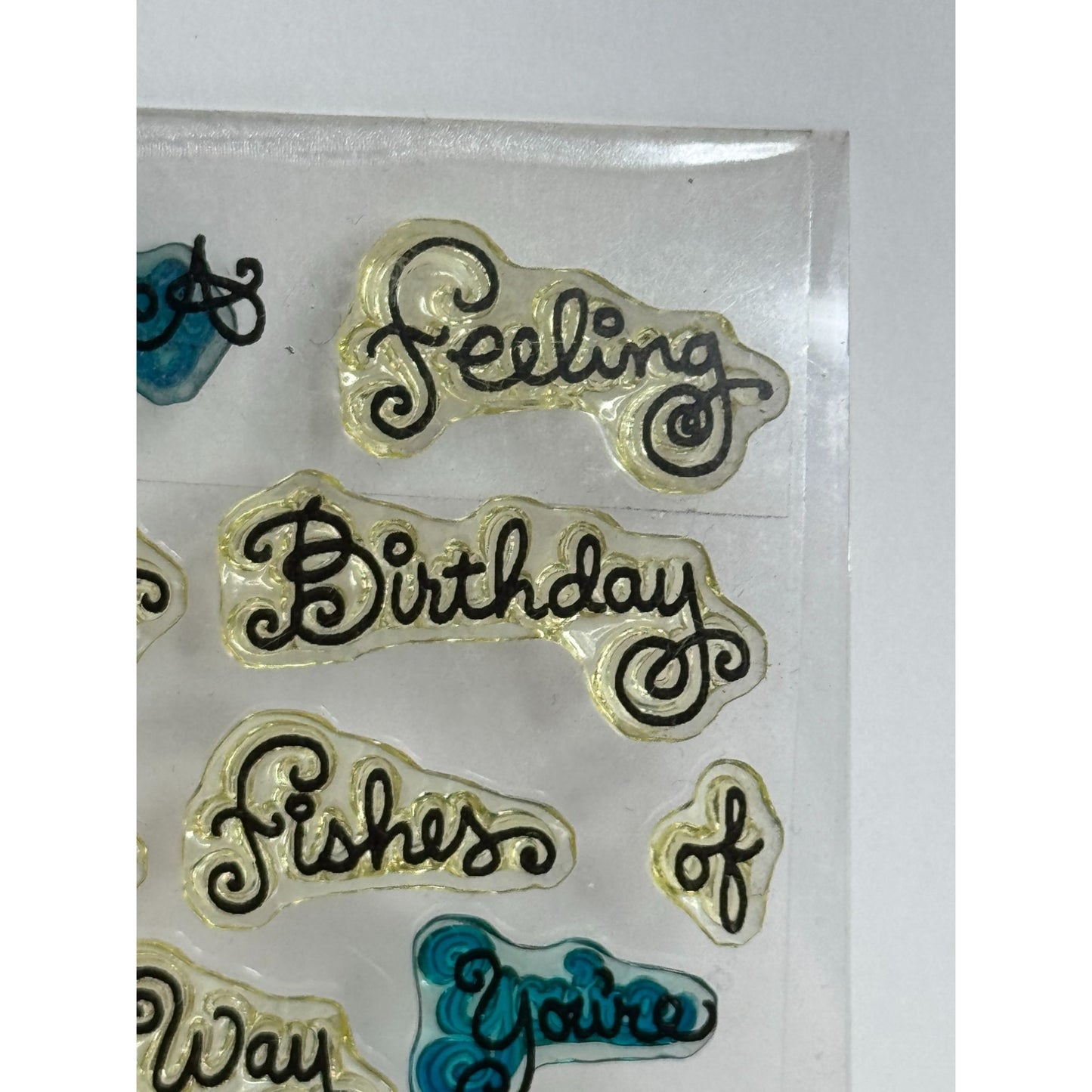 Stampendous Tiny Clear Acrylic Stamps Gone Fishing Words Fun Phrases Puns Sea Ya