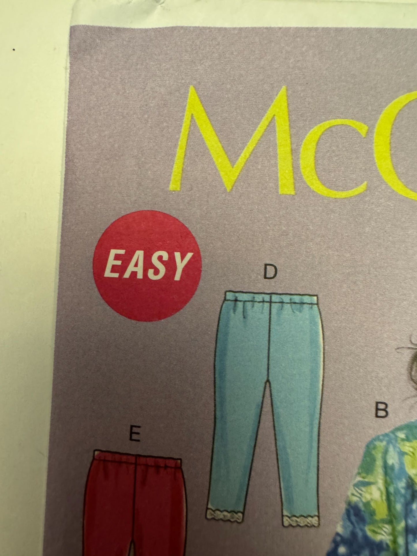 McCalls Sewing Pattern M6499 Girls Tops Pants Leggings Easy 7 8 10 12 14 Summer